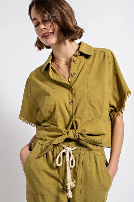 Catskills Front Tie Top - Army Green