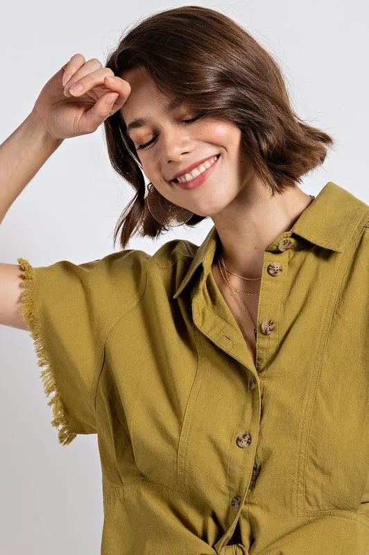 Catskills Front Tie Top - Army Green