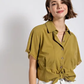 Catskills Front Tie Top - Army Green