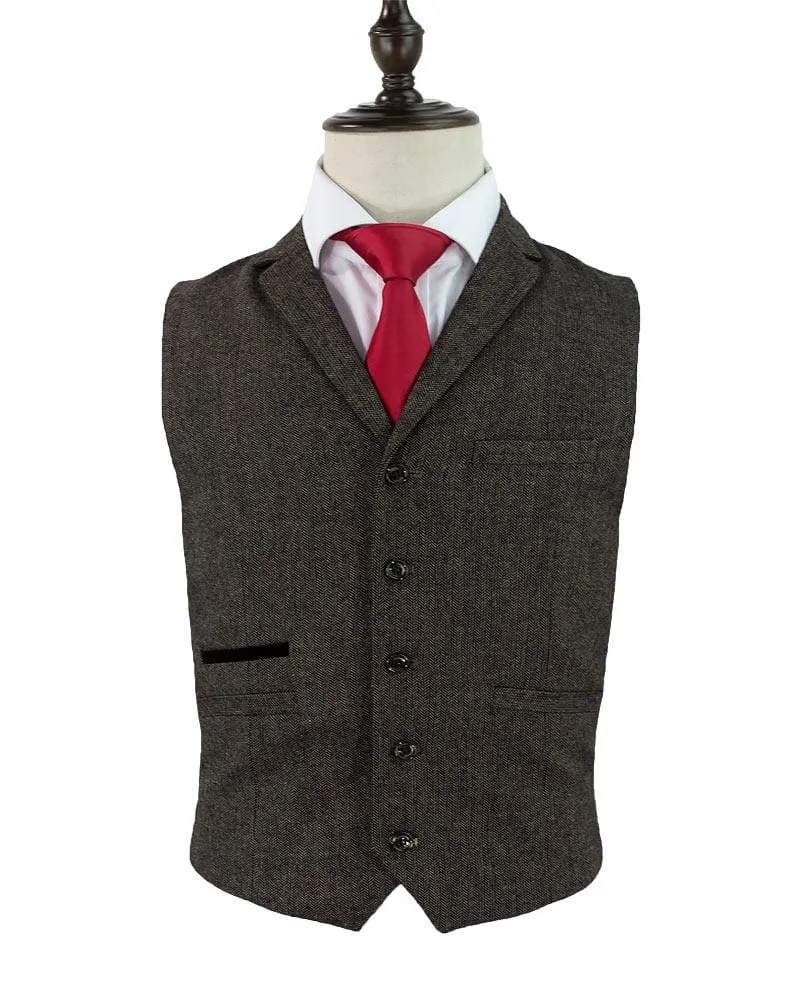 Cavani Martez Brown Tweed Waistcoat