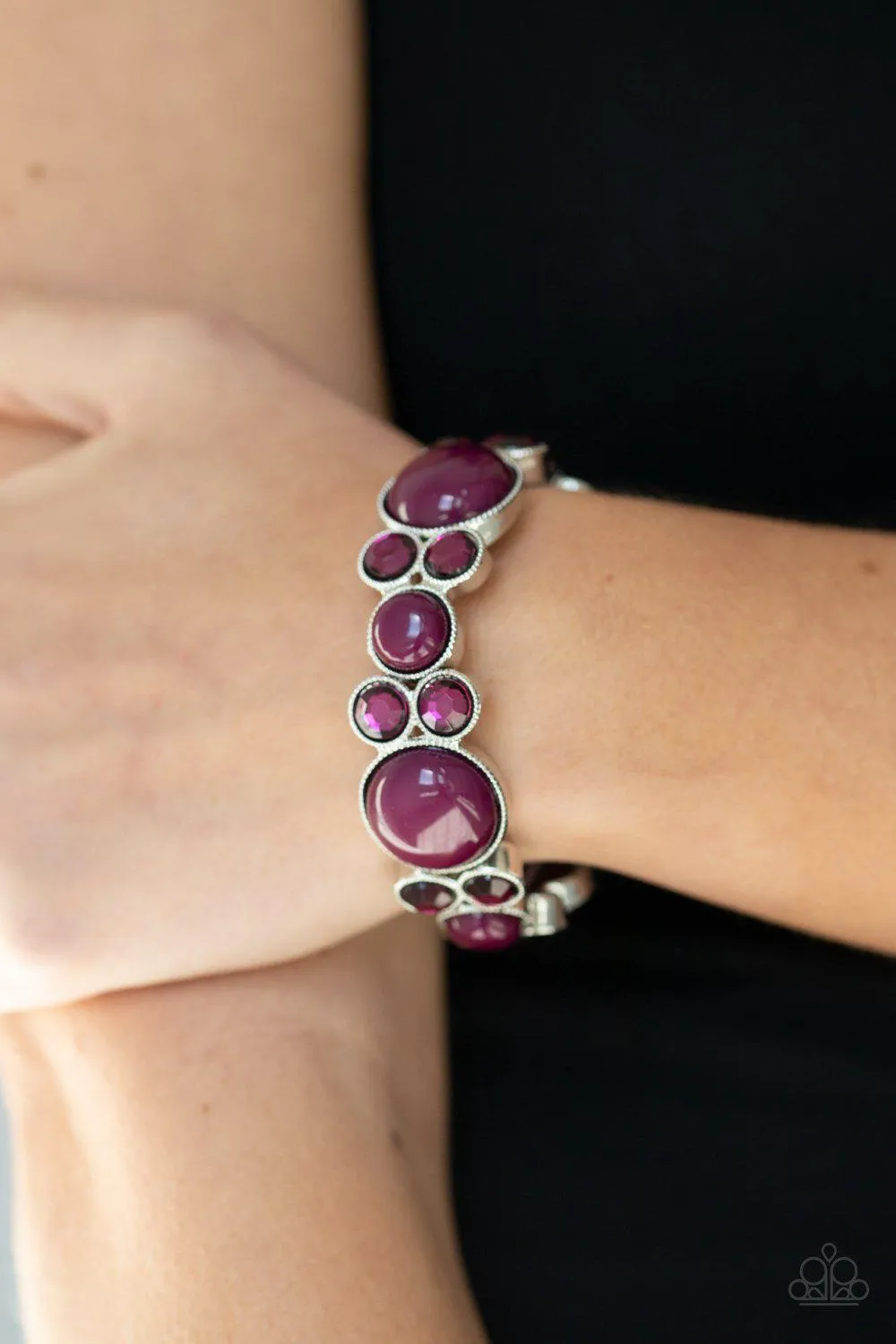 Celestial Escape Purple Rhinestone and Bead Bracelet - Paparazzi Accessories