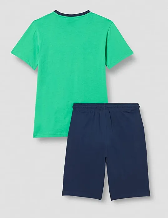 Champion boy's outfit Legacy Graphic T-shirt   Bermuda shorts 306315 GS004 ELG green-blue