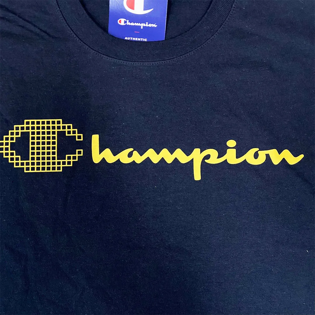 Champion Script Logo Print T-Shirt - Navy