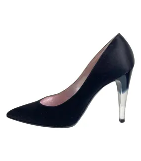 Chanel Satin Shoes With Lucite Heel. Size 38.5