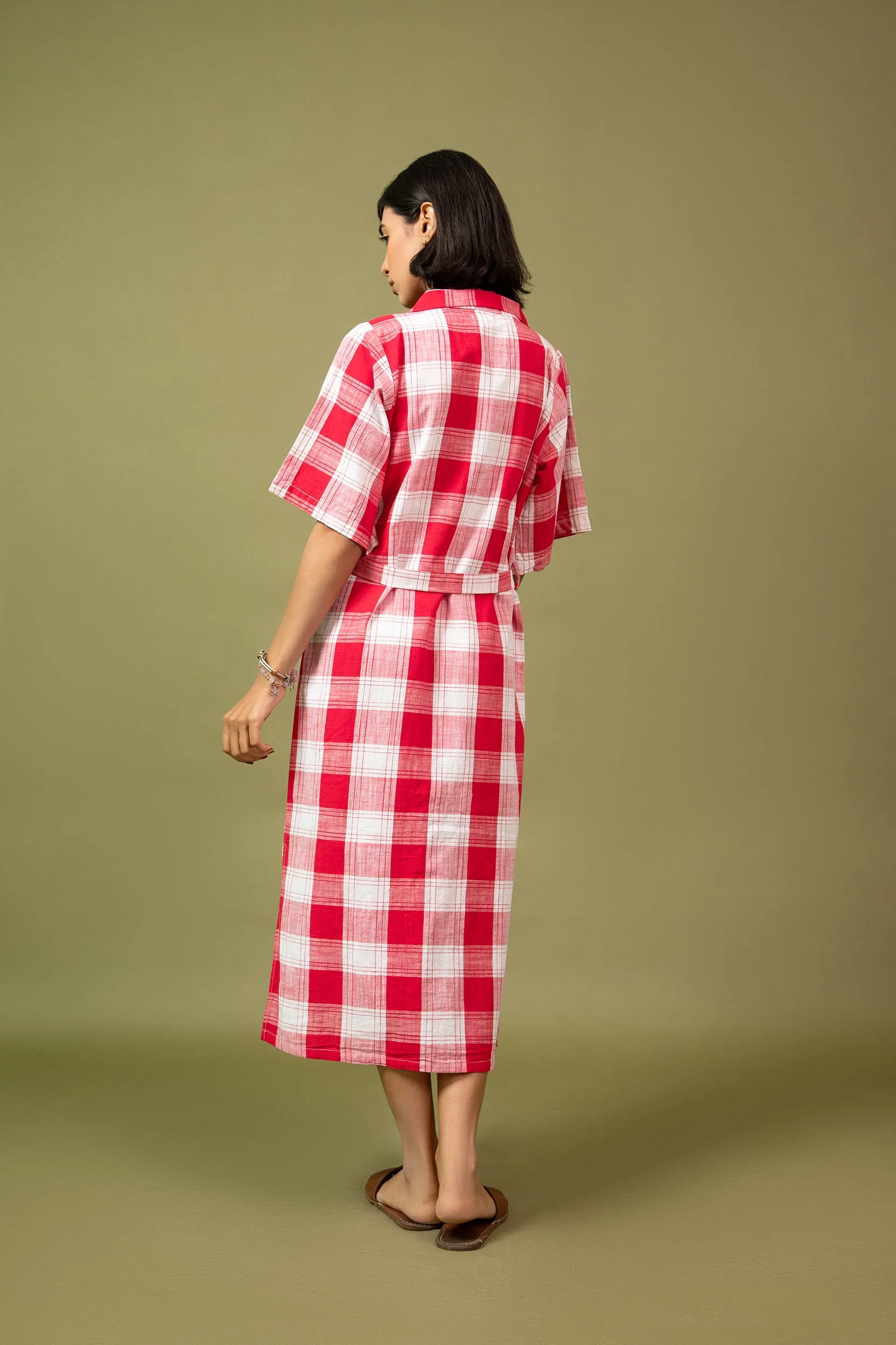 CHECKERED BUTTON DOWN DRESS