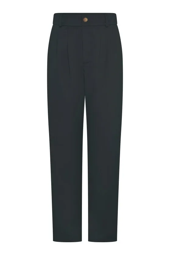 Cinnamon Relaxed Trousers in Black Cotton/Tencel