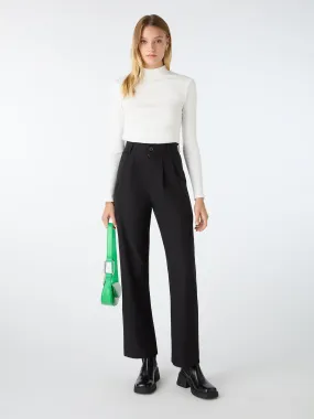 Cinnamon Relaxed Trousers in Black Cotton/Tencel