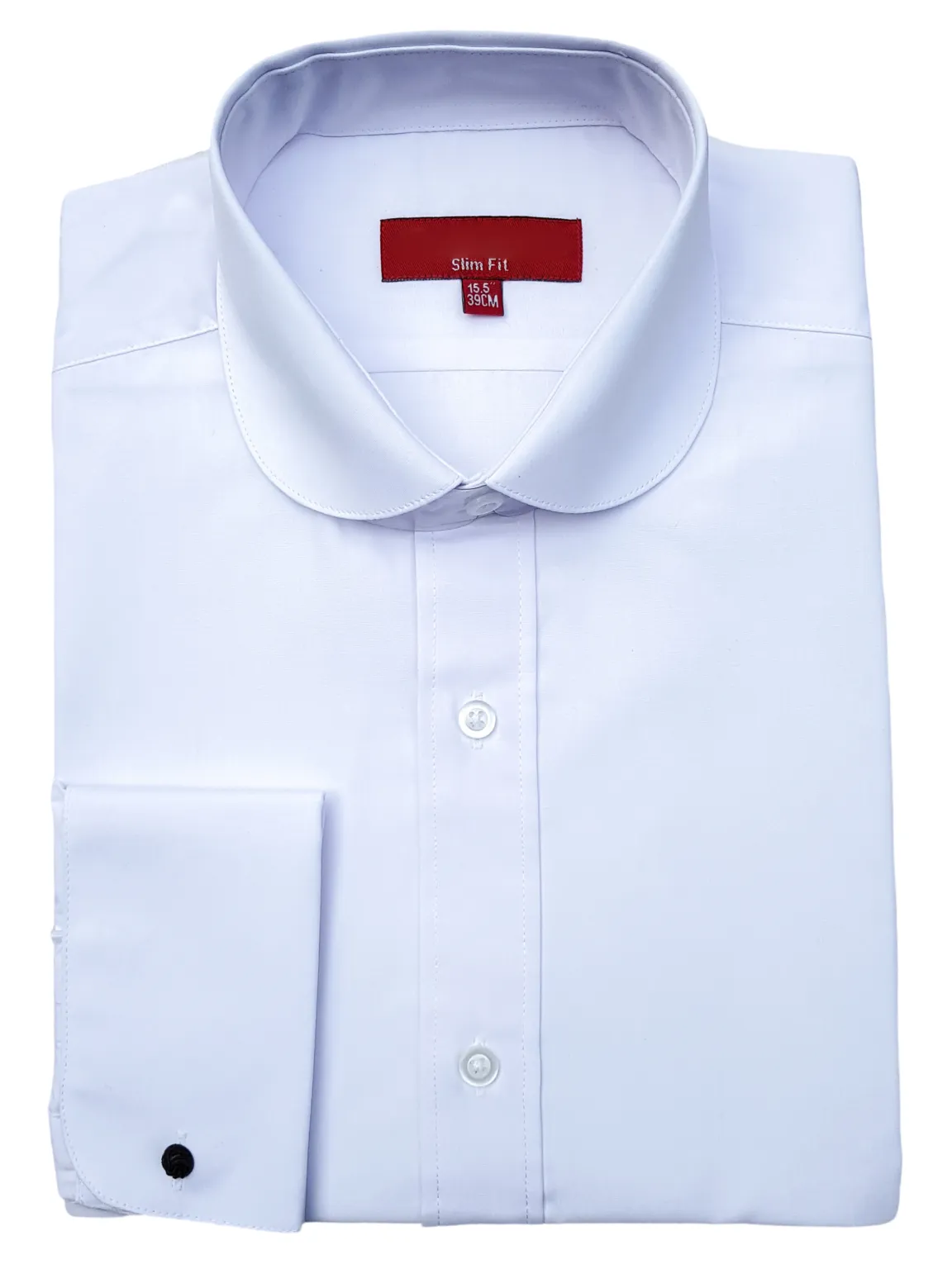 Colin Ross Men's White Penny Round Collar Double Cuff Shirt