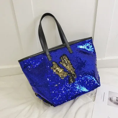 Colorful Sequin Beach Handbag Simple Shoulder bag Hot Sale Crystal Tote Female High capacity Shopping Bag Women Bags Designer