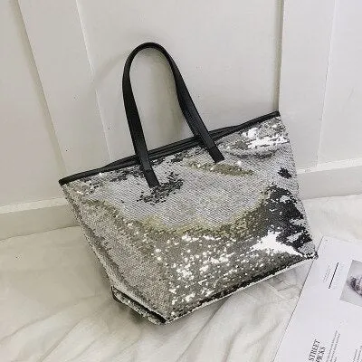 Colorful Sequin Beach Handbag Simple Shoulder bag Hot Sale Crystal Tote Female High capacity Shopping Bag Women Bags Designer