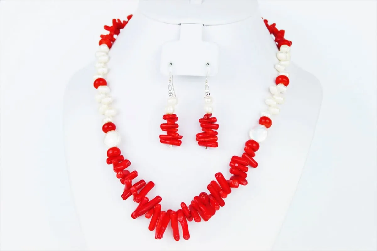 Coral &pearl set