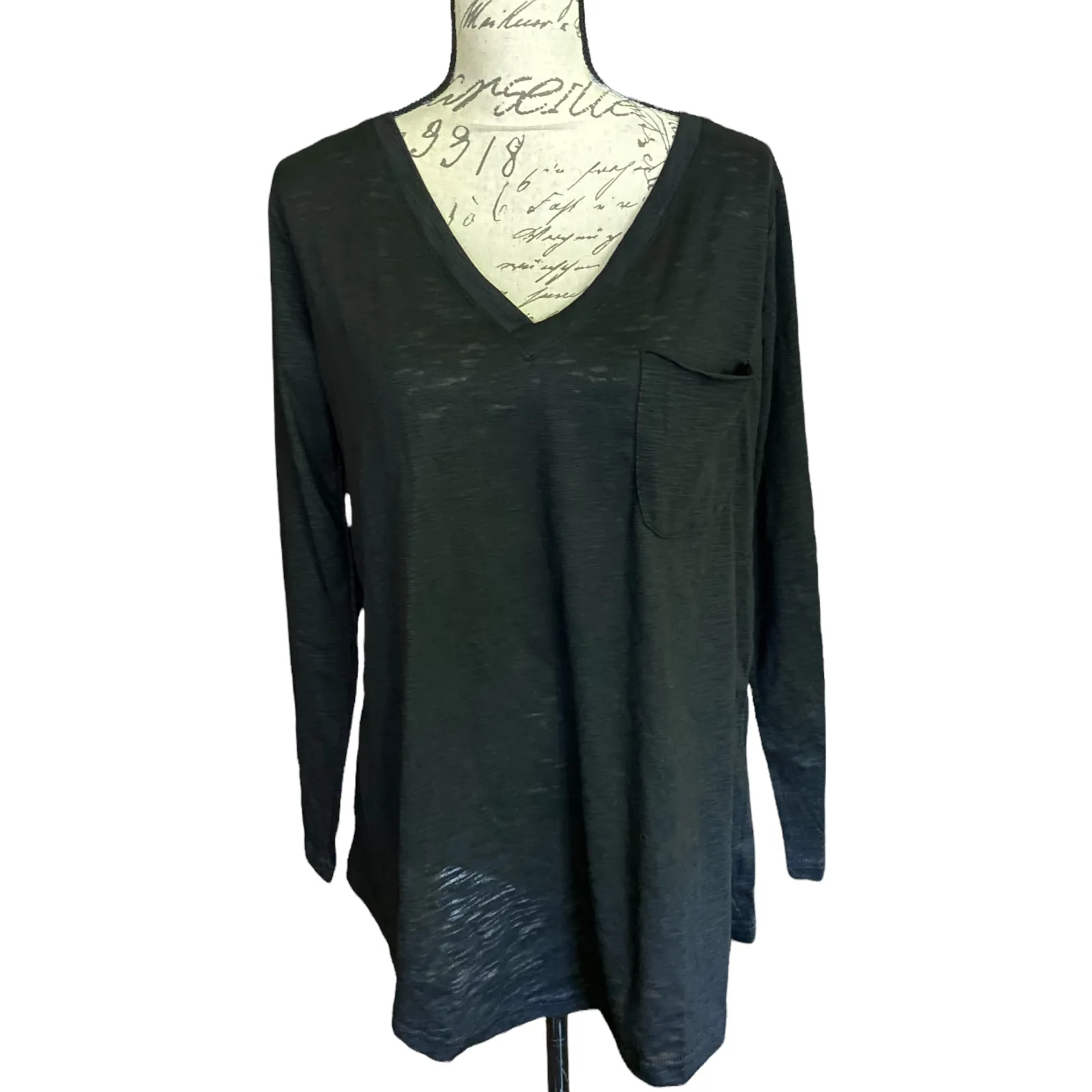 Cotton Black Long Sleeve Women's Shirt Large NIP