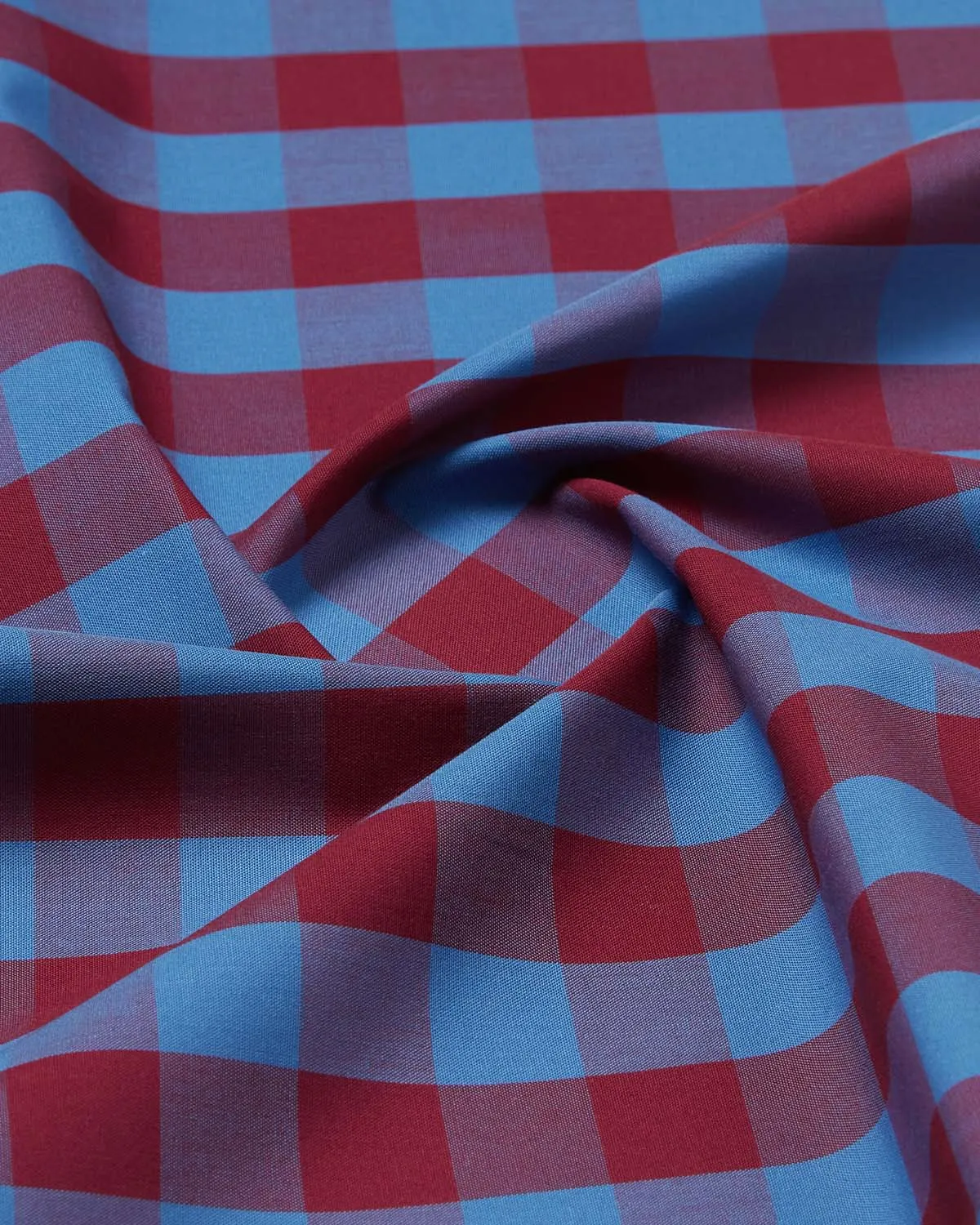 Cotton Checked Shirt - Maroon & Blue