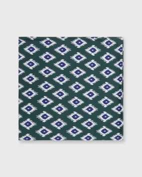 Cotton Print Pocket Square in Forest Aztec