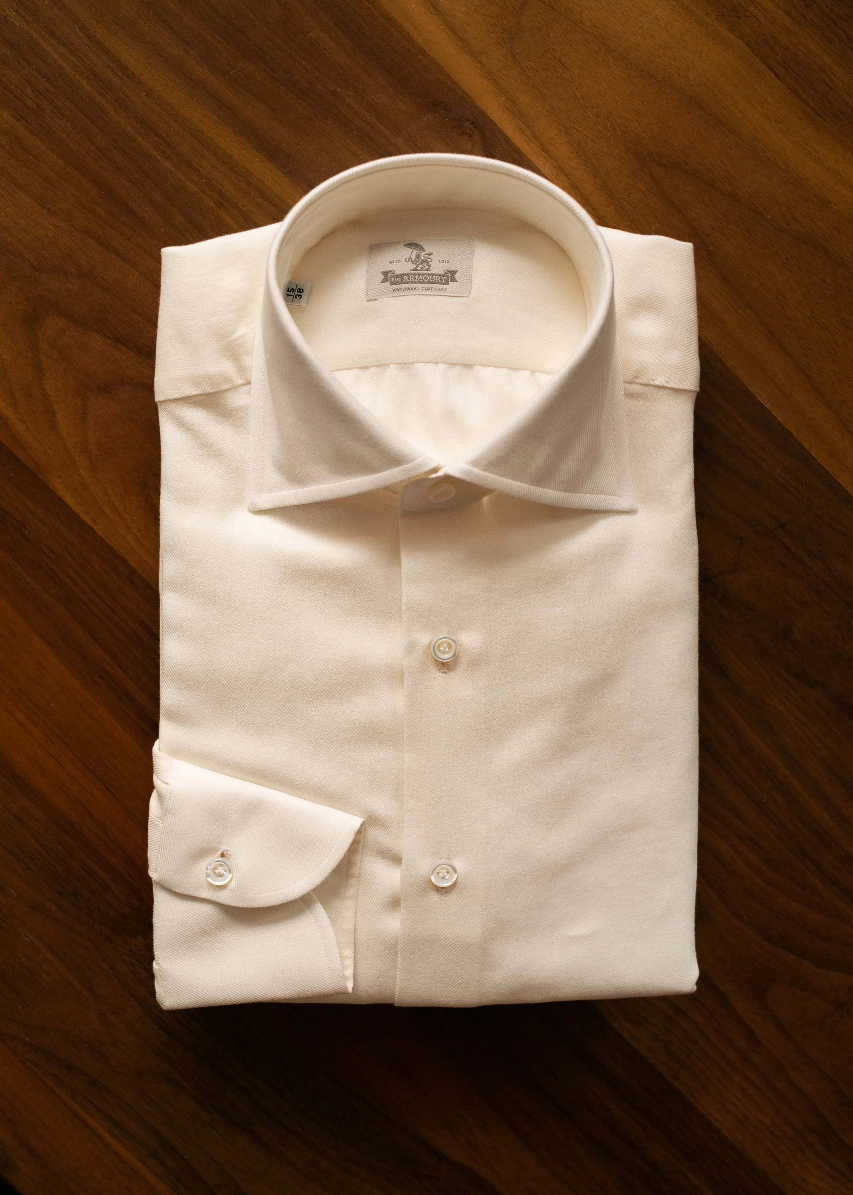 Cotton/Cashmere Spread Collar Shirt