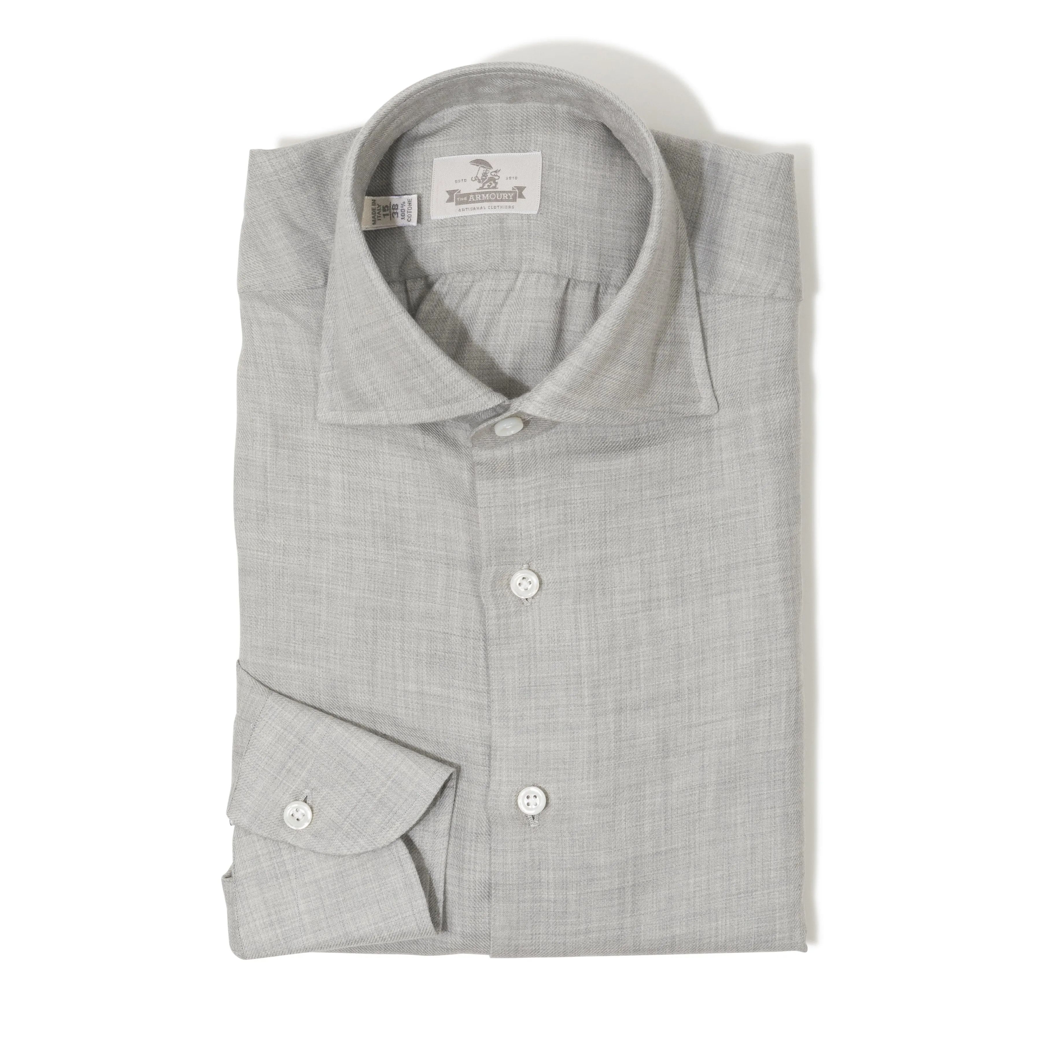 Cotton/Cashmere Spread Collar Shirt