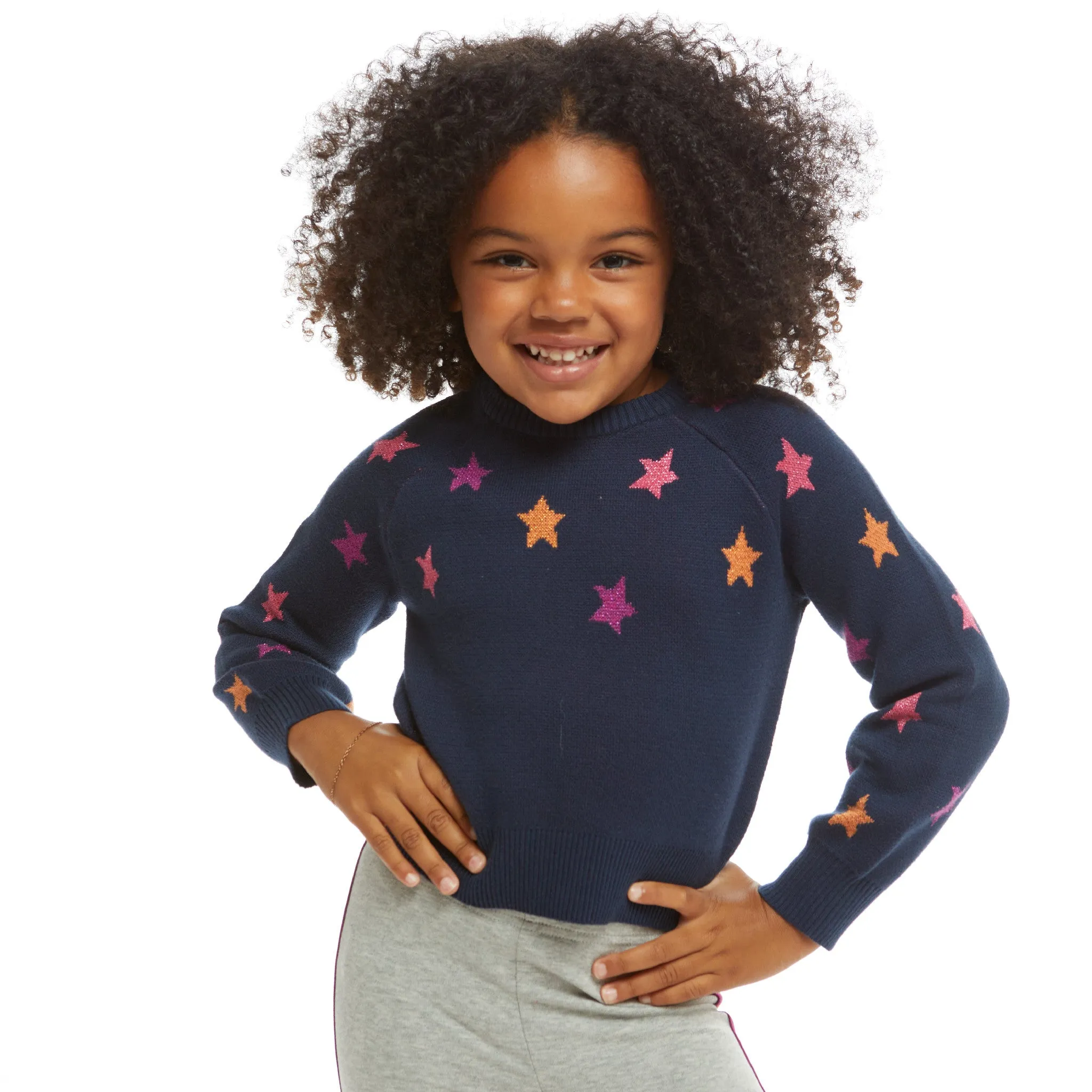 Cropped Navy Star Sweater (Size 7 - 16 Years) | Navy