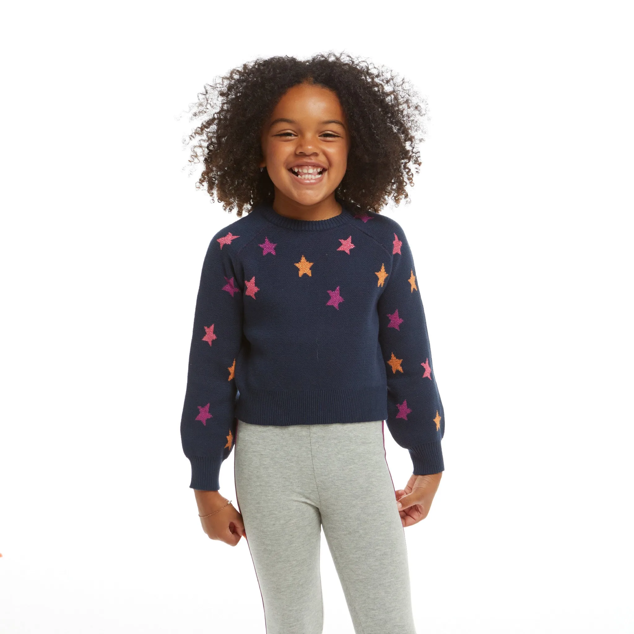 Cropped Navy Star Sweater (Size 7 - 16 Years) | Navy