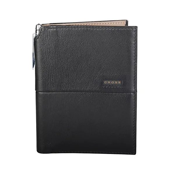 Cross Global Passport Wallet With Cross Pen Black & Inside -Taupe 5602