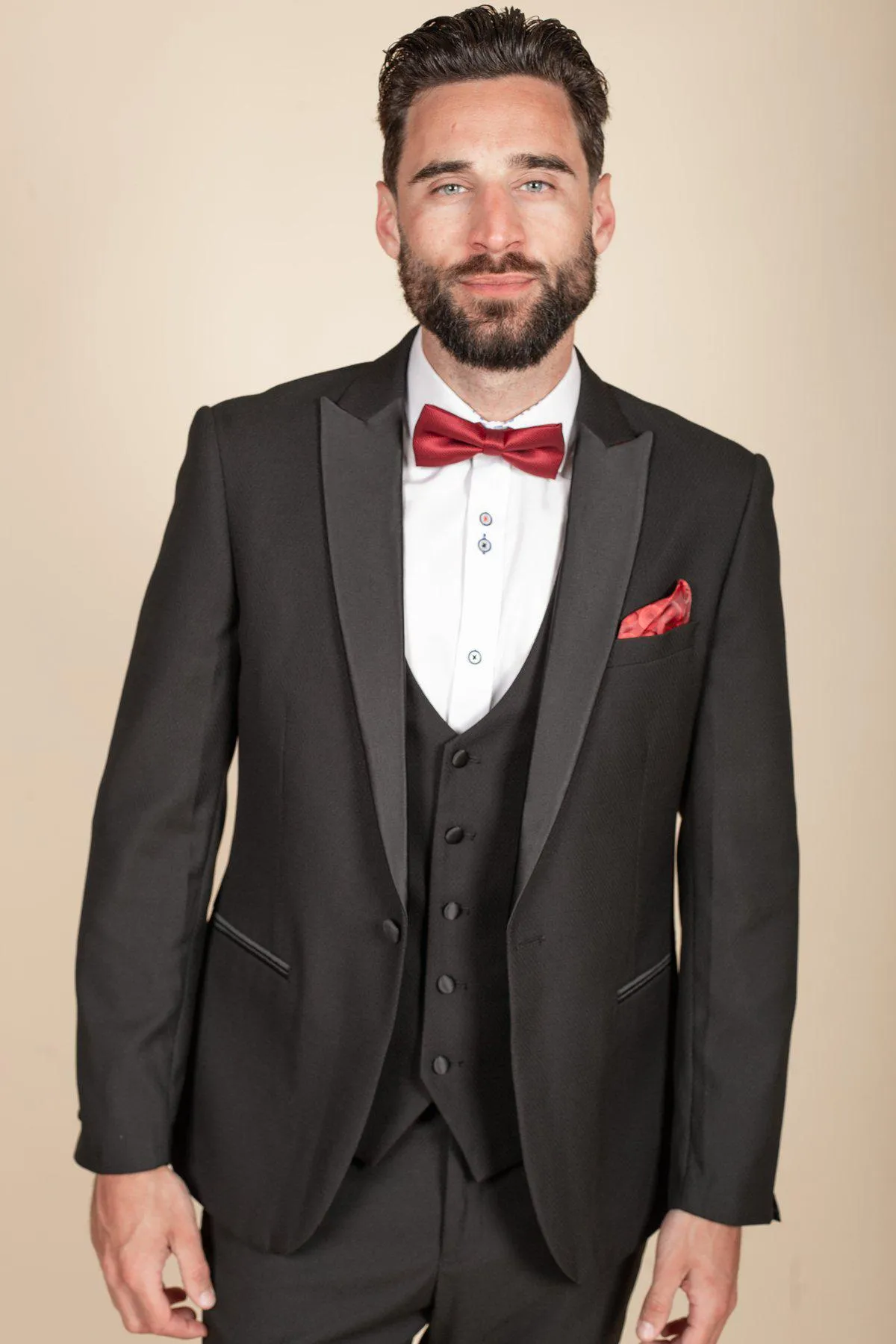 DALTON - Black Tux Lapel Diamond Blazer