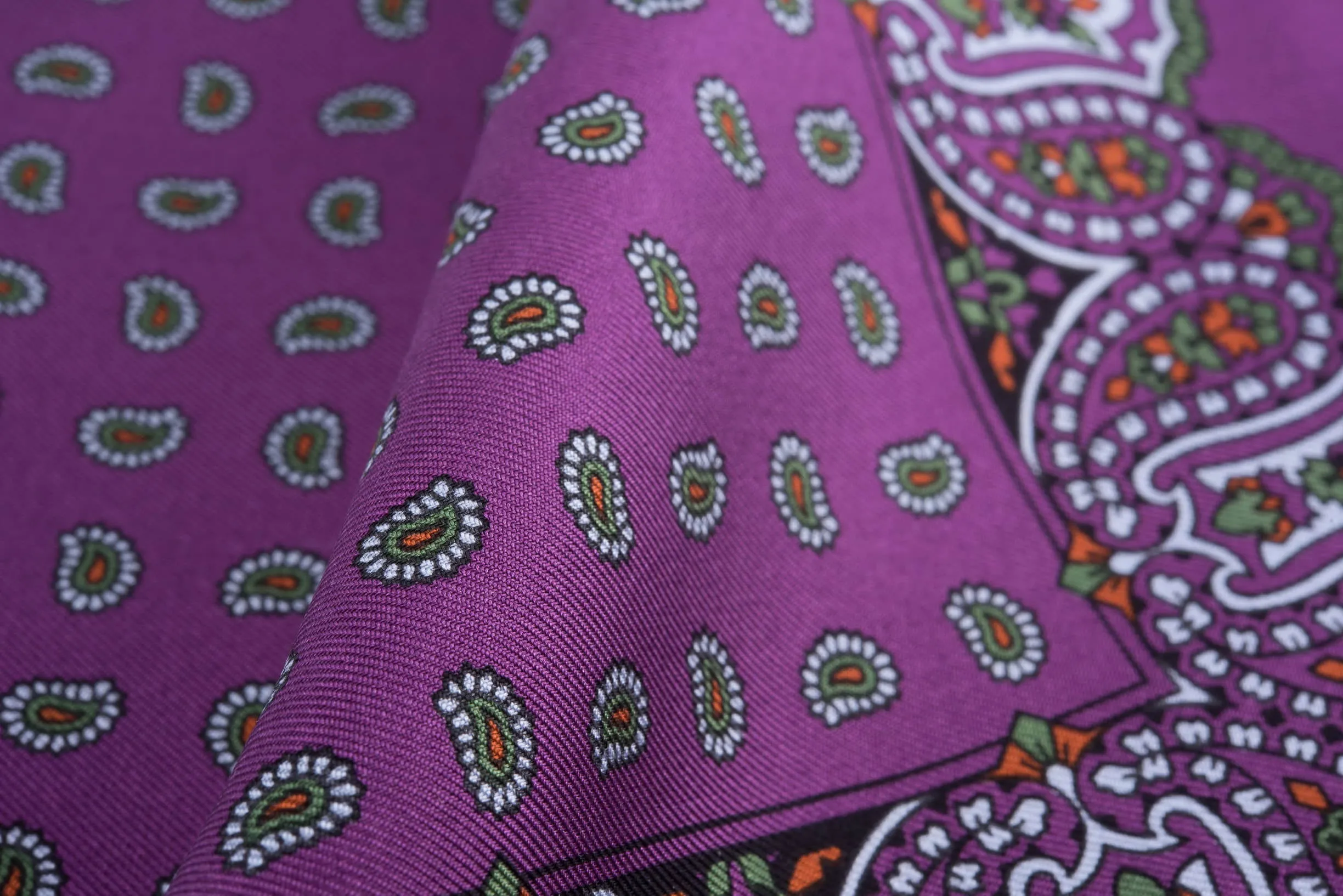 Dark Magenta Paisley Silk Pocket Square