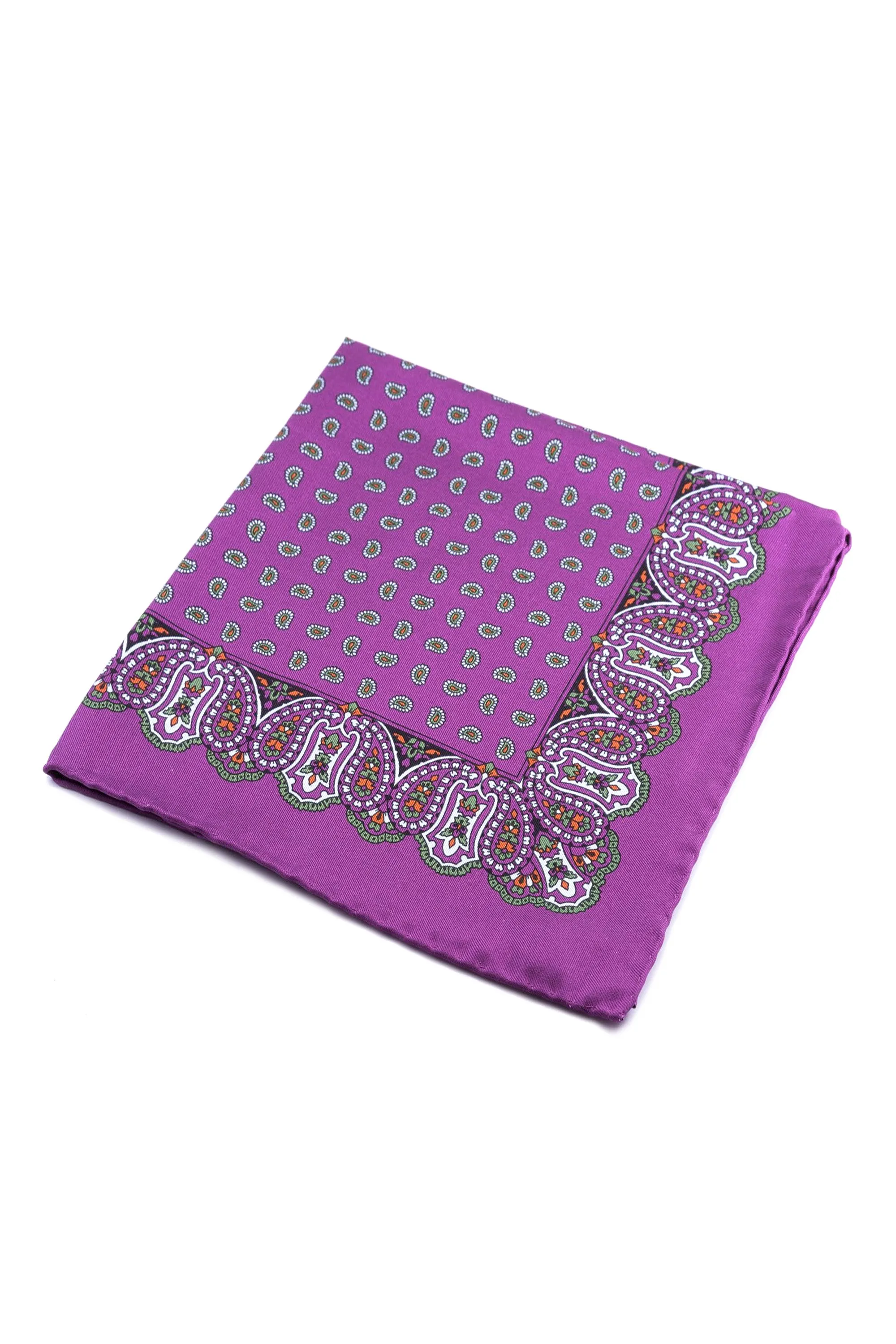 Dark Magenta Paisley Silk Pocket Square