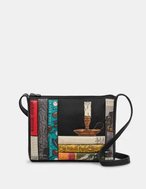 Dickens Bookworm Black Leather Cross Body Bag