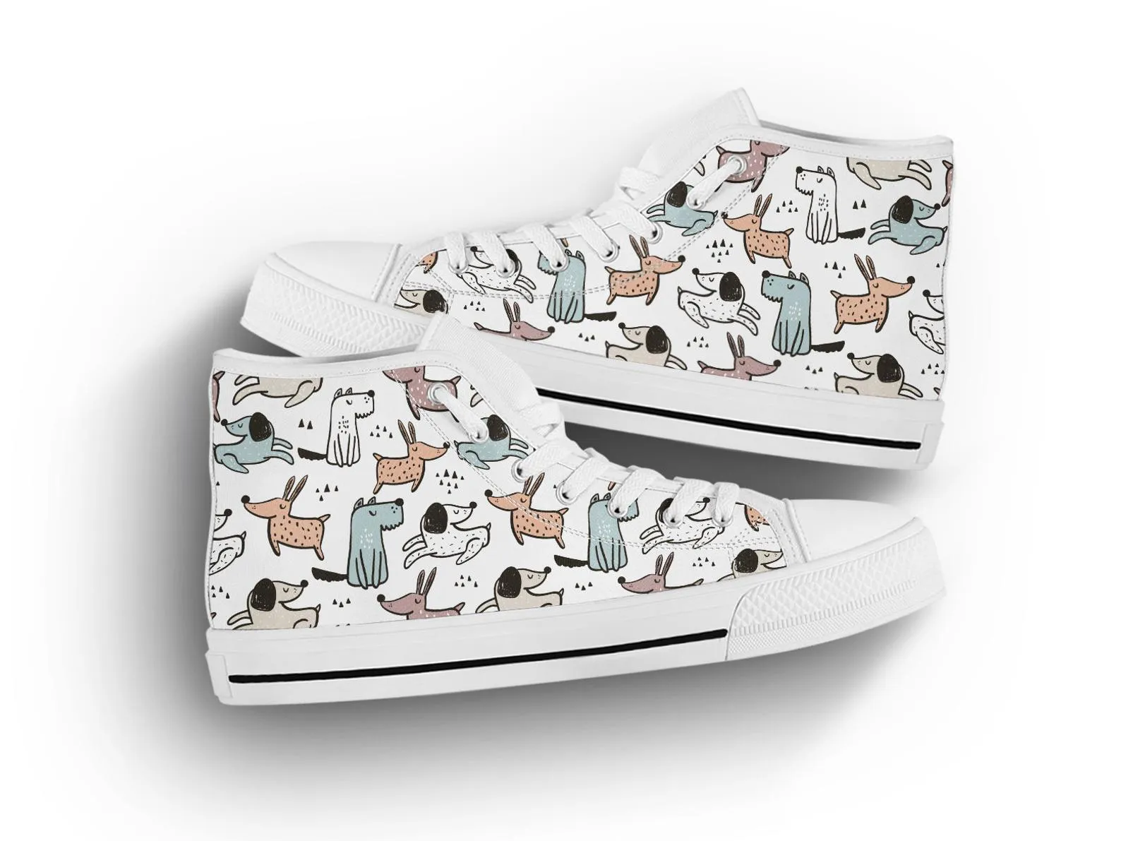 Dog Print Shoes Dog Pattern Sneakers Pet Owner Cute Shoes Pet Lover Gifts Custom High Top Converse Style Sneakers For Adults Women & Men