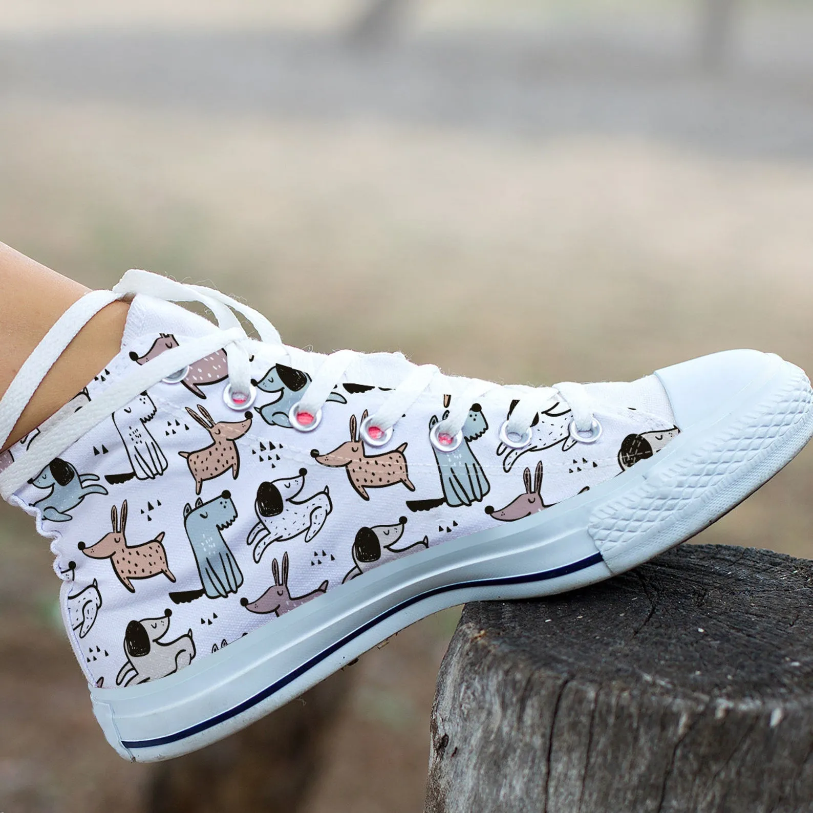 Dog Print Shoes Dog Pattern Sneakers Pet Owner Cute Shoes Pet Lover Gifts Custom High Top Converse Style Sneakers For Adults Women & Men