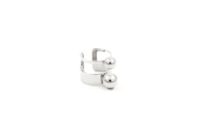 Double Sphere Ring, Rhodium