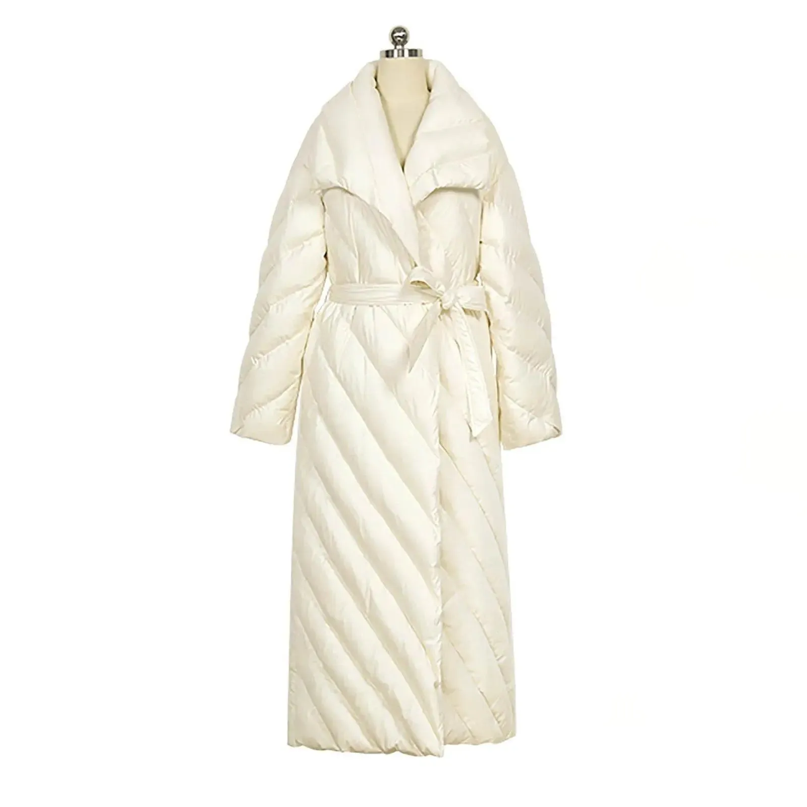 Down Puffer Maxi Belted Wrap Coat