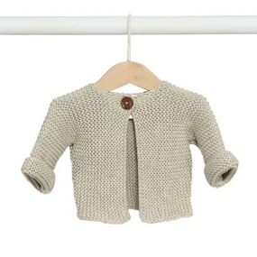 Elf Garter Stitch Baby Cardigan - Natural (0-3 months)