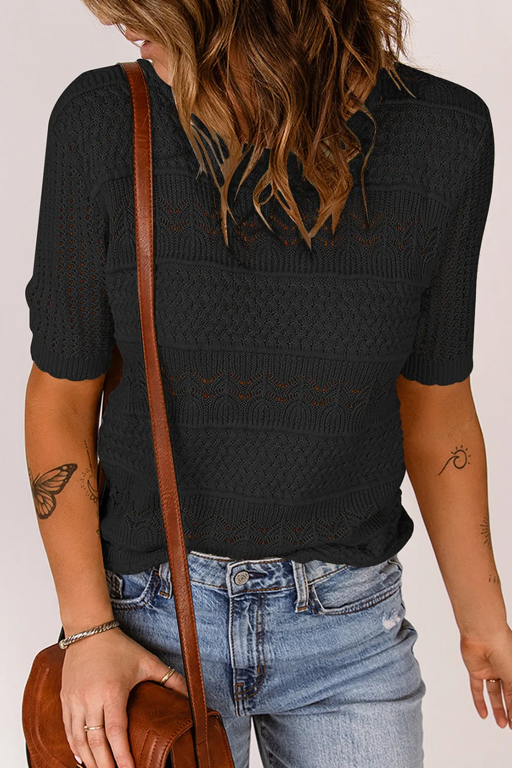 Explore More  Collection - Round Neck Short Sleeve Knit Top