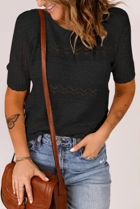 Explore More  Collection - Round Neck Short Sleeve Knit Top