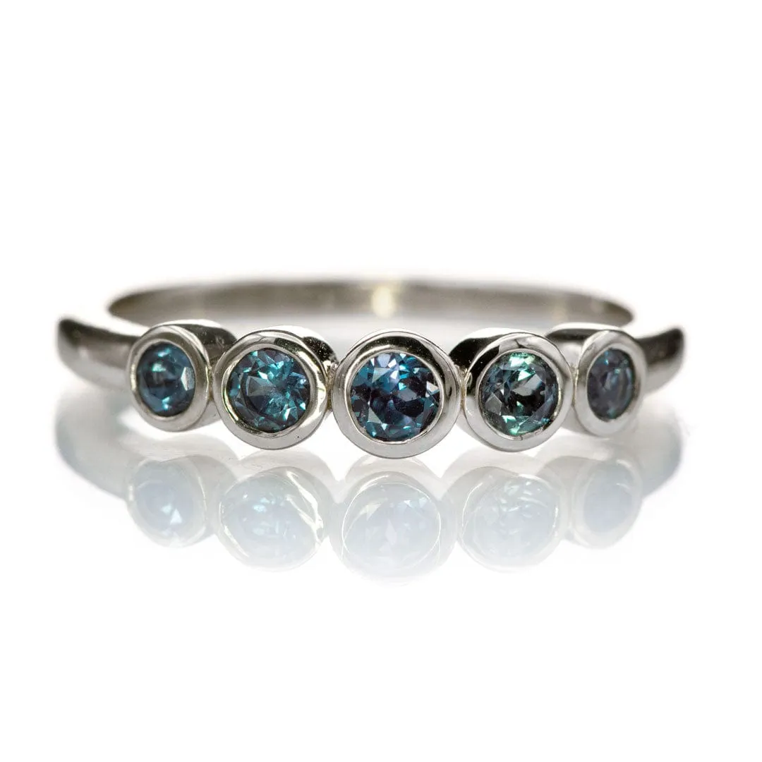 Fiona Band - Graduated Lab-created Alexandrite Five Bezel Stacking Anniversary Ring