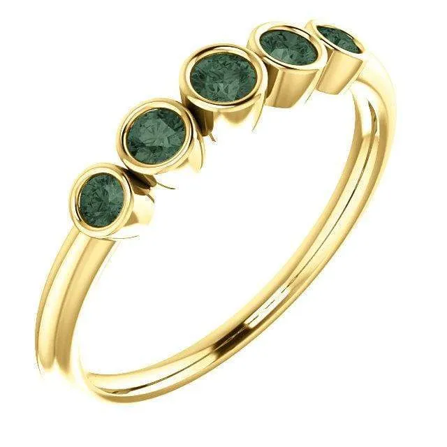 Fiona Band - Graduated Lab-created Alexandrite Five Bezel Stacking Anniversary Ring