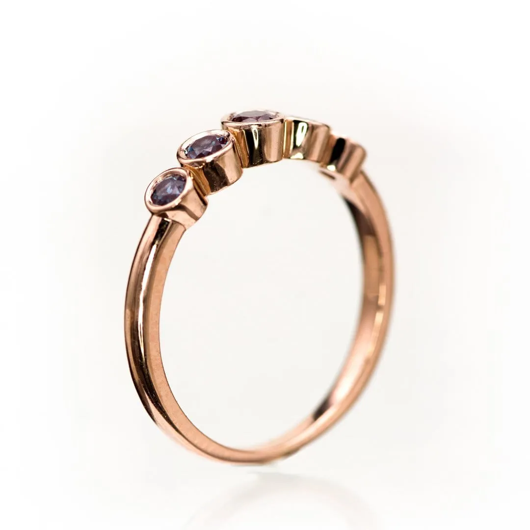 Fiona Band - Graduated Lab-created Alexandrite Five Bezel Stacking Anniversary Ring