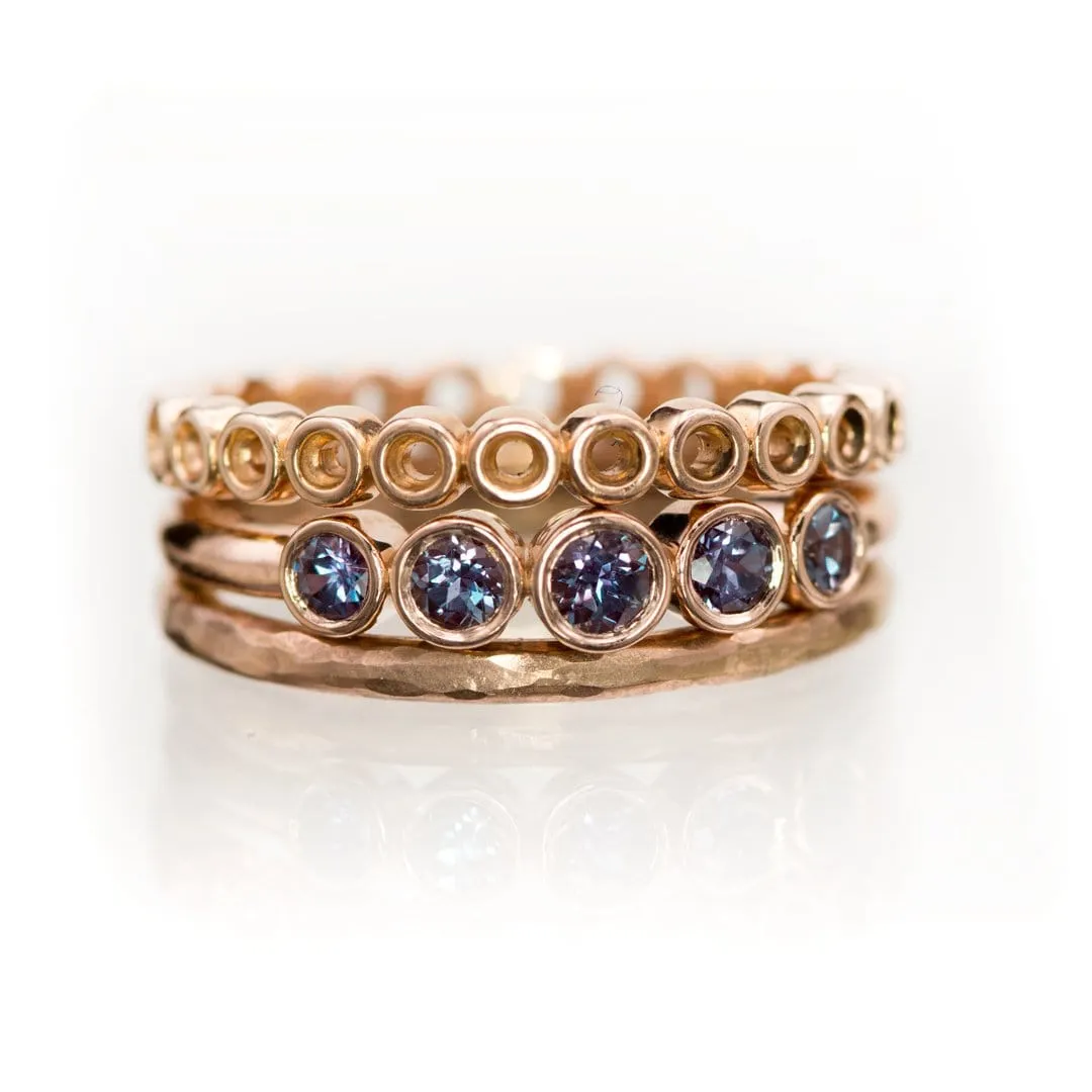 Fiona Band - Graduated Lab-created Alexandrite Five Bezel Stacking Anniversary Ring