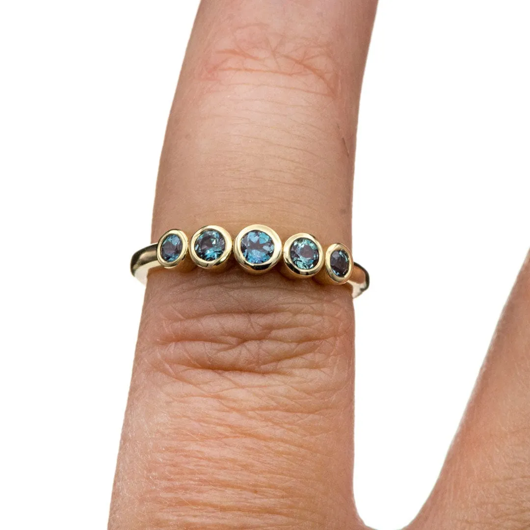 Fiona Band - Graduated Lab-created Alexandrite Five Bezel Stacking Anniversary Ring