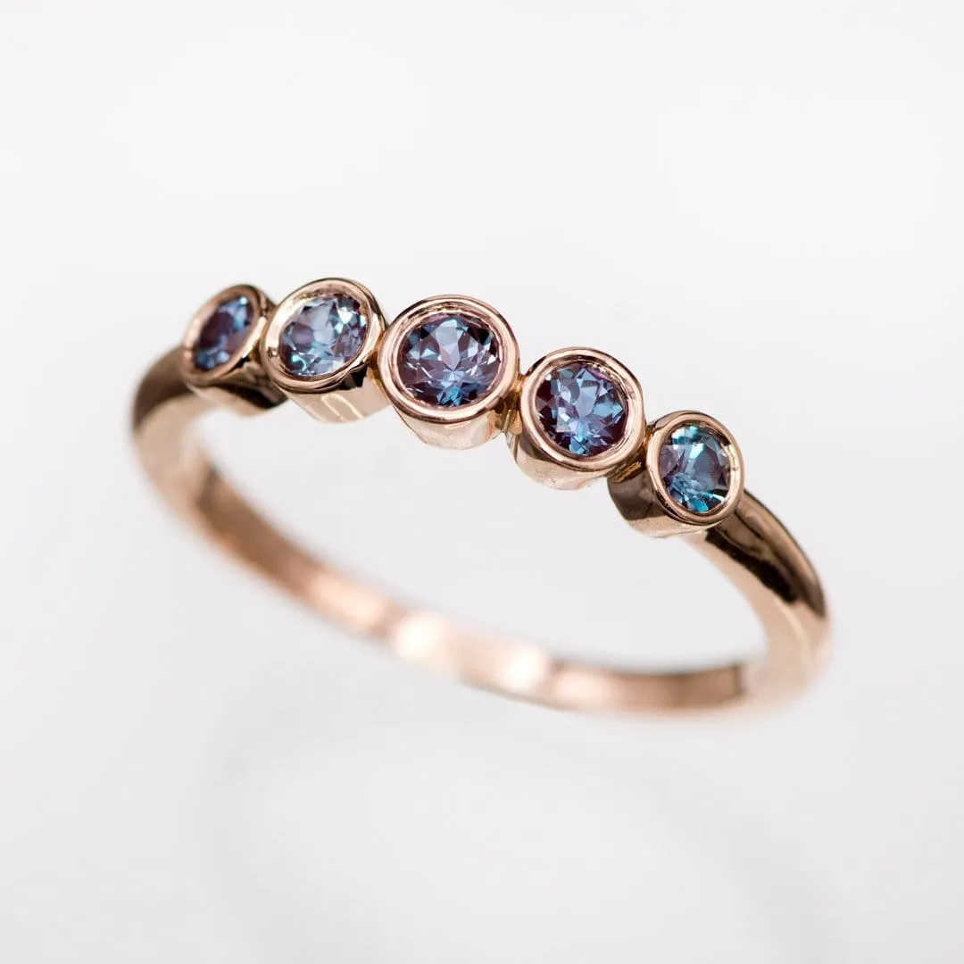 Fiona Band - Graduated Lab-created Alexandrite Five Bezel Stacking Anniversary Ring