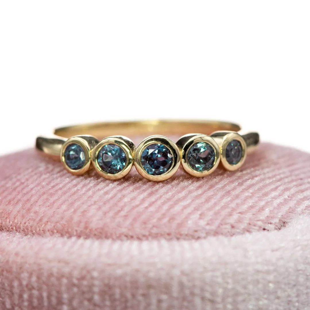 Fiona Band - Graduated Lab-created Alexandrite Five Bezel Stacking Anniversary Ring