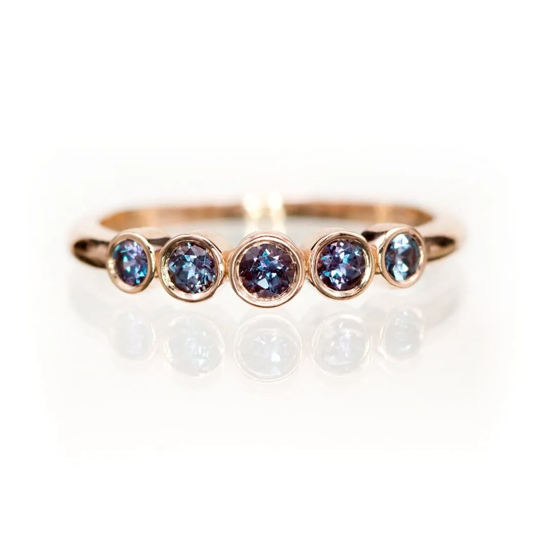 Fiona Band - Graduated Lab-created Alexandrite Five Bezel Stacking Anniversary Ring