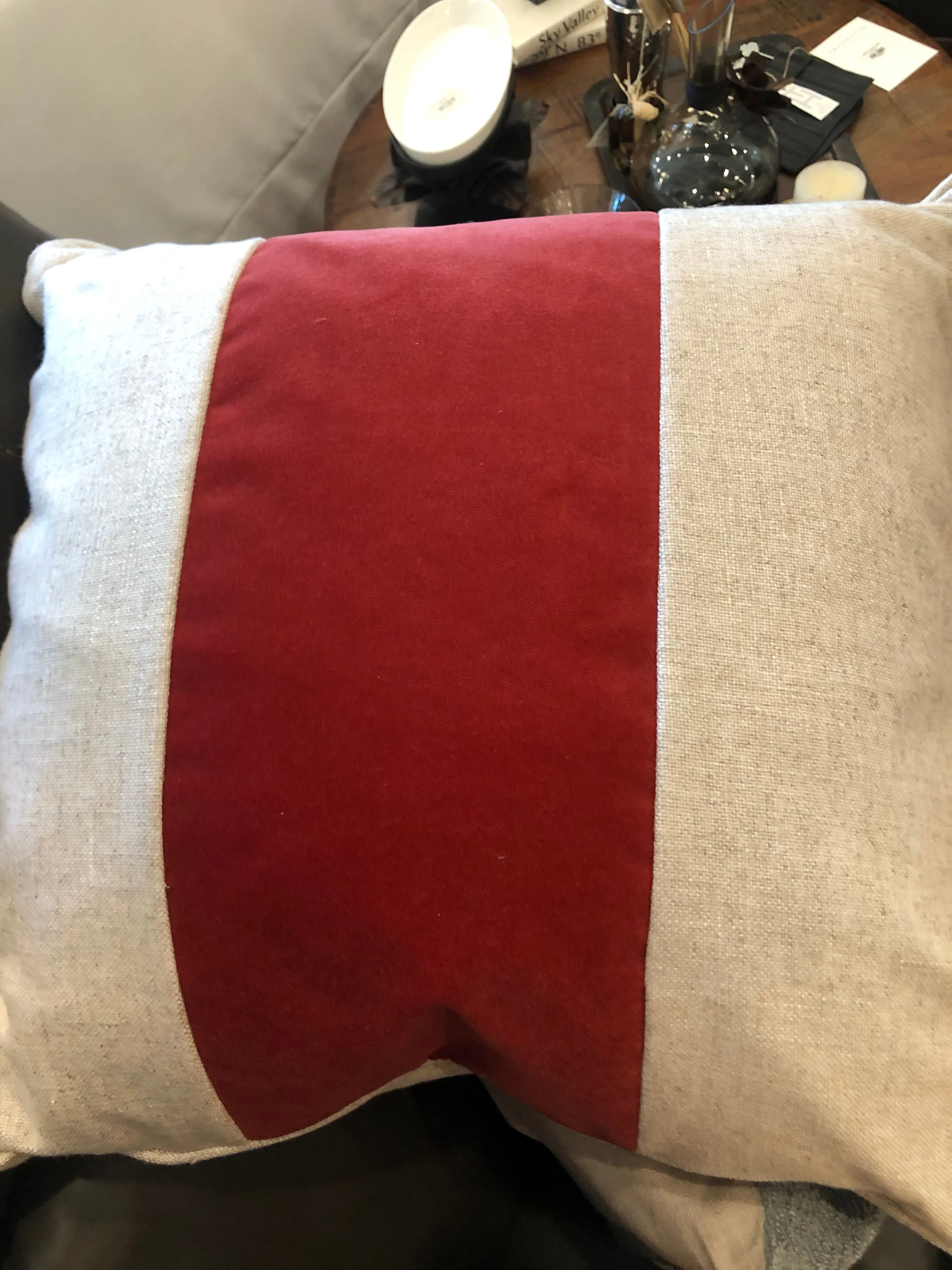 Flax Pillow with Velvet Panel - Final Sale