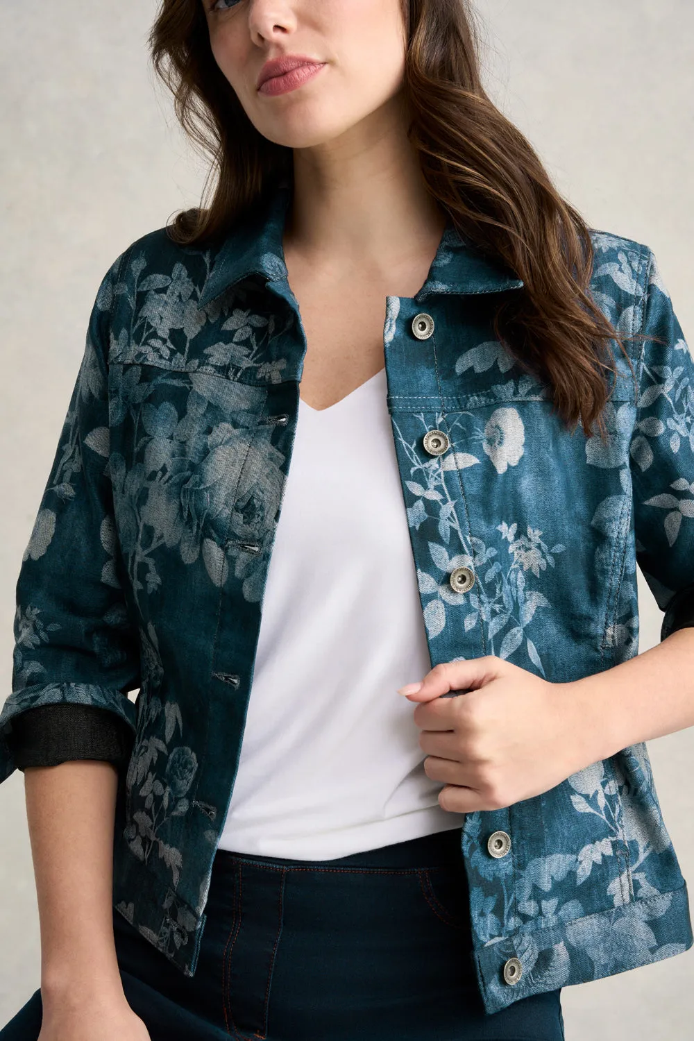 Floral Print Denim Jacket