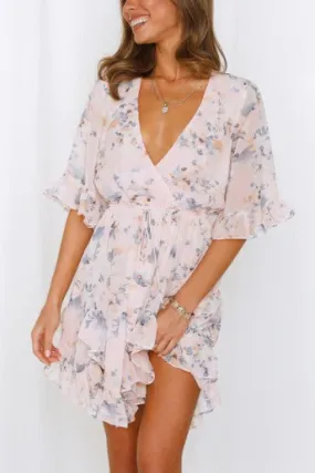 Floral Printed Ruffled Mini Dress