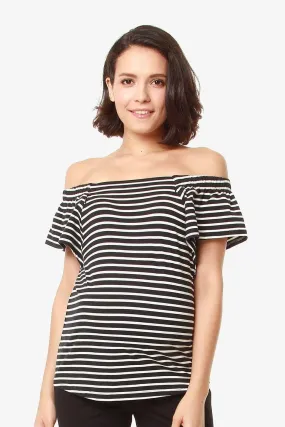 Flutter Sleeves Callie Square Neck Black Stripes Nursing Top