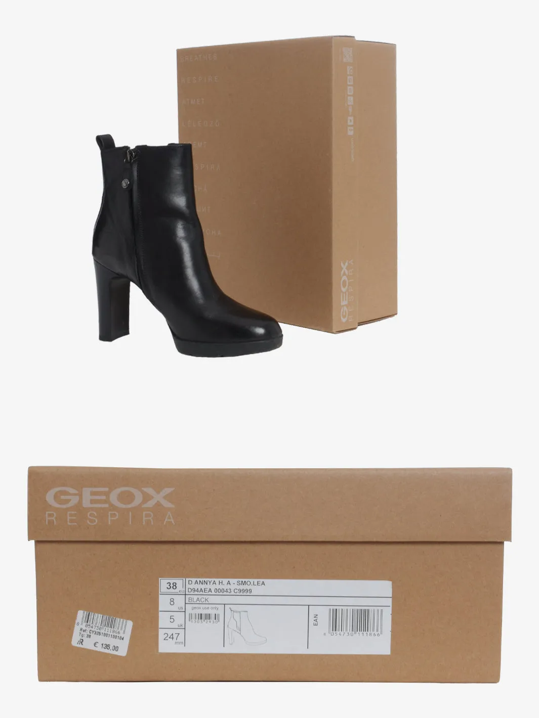 Geox Black Leaher Ankle Boots