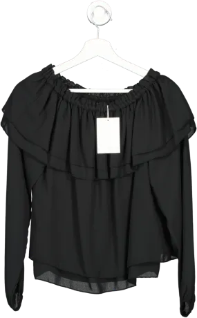 Gina Bacconi Black Ruffle Blouse UK S