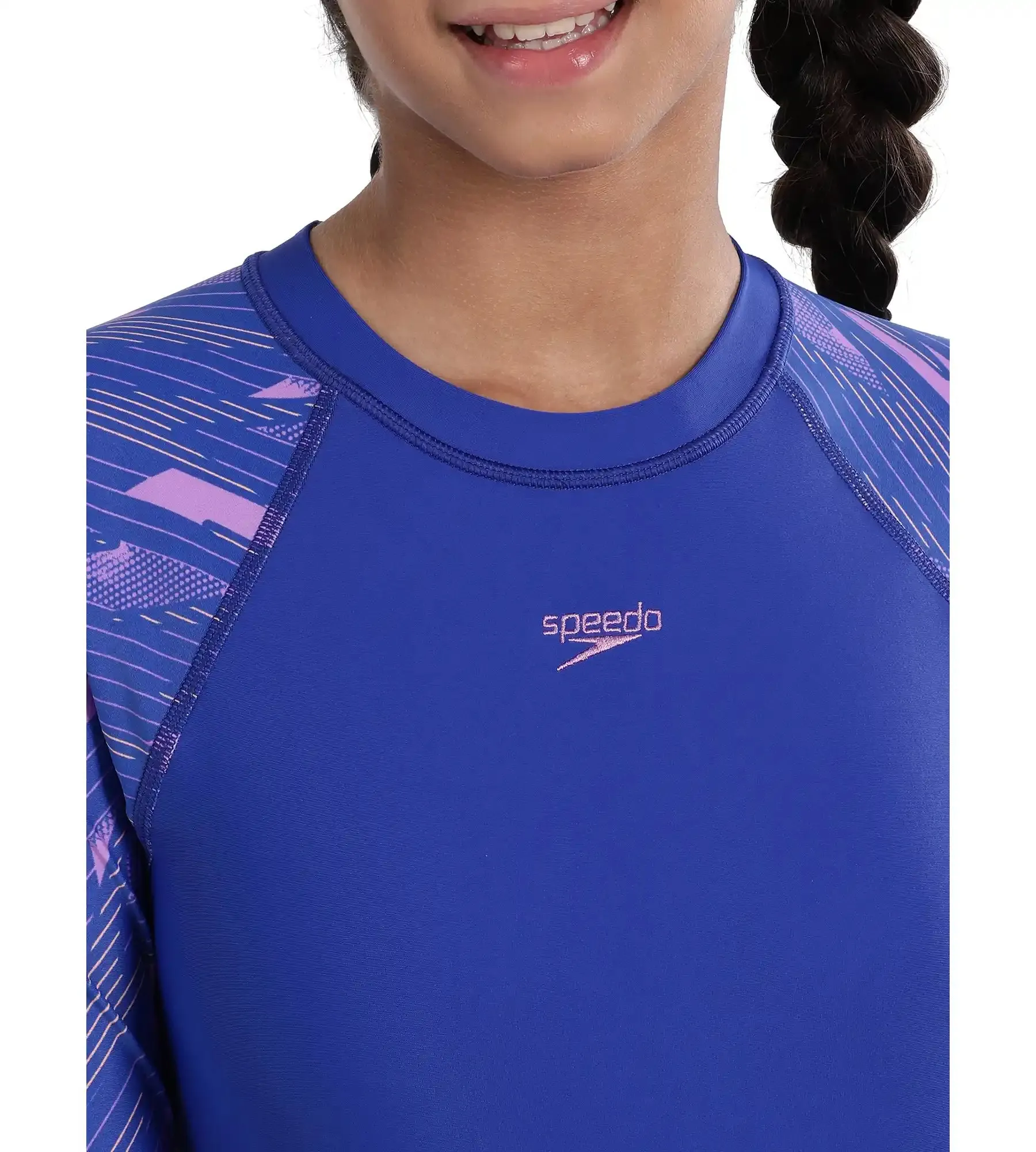 Girl's Endurance Hyperboom Long Sleeve Suntop - True Cobalt  &  Sweet Purple