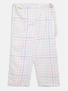 Girls White Cotton Poly Pant